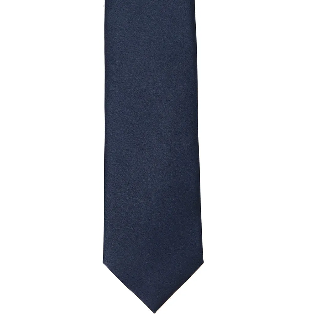 Navy Blue Silk Slim Necktie, 2.5" Width sold by TieMart product image thumbnail 2