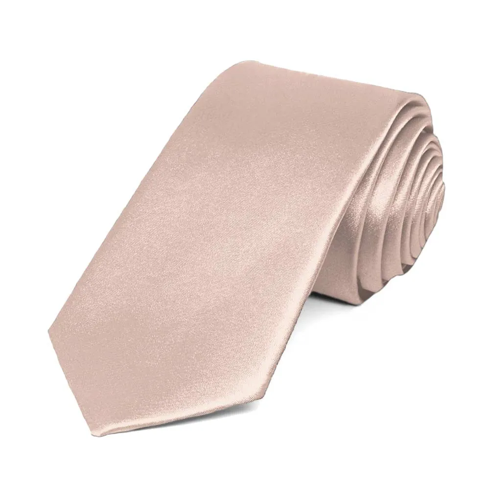 Blush Pink Slim Solid Color Necktie, 2.5" Width sold by TieMart