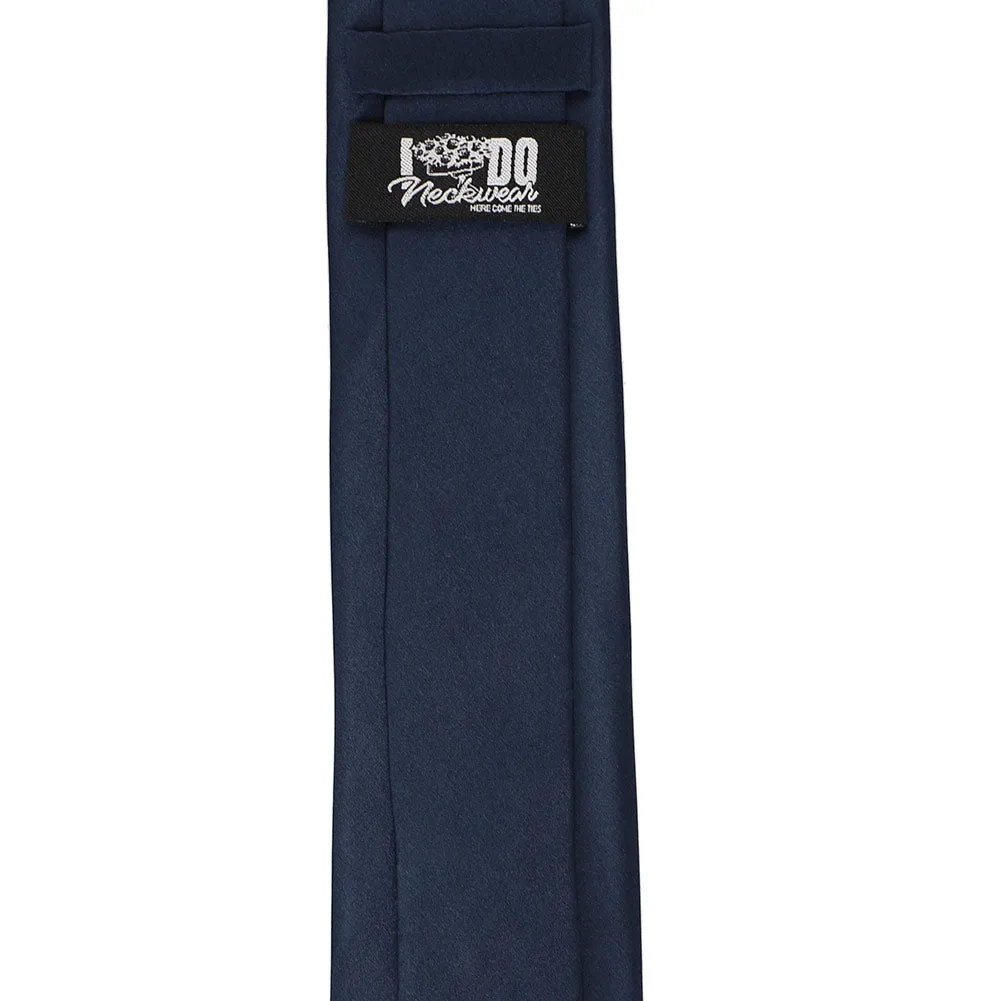 Navy Blue Silk Slim Necktie, 2.5" Width sold by TieMart product image thumbnail 3
