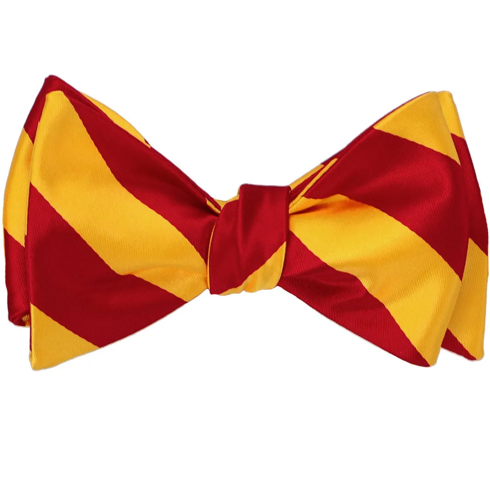 Red and Golden Yellow Striped Self-Tie Bow Tie sold by TieMart product image thumbnail 2