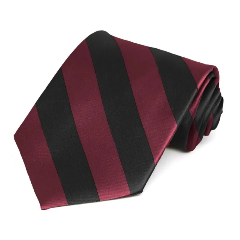 Burgundy and Black Extra Long Striped Tie sold by TieMart