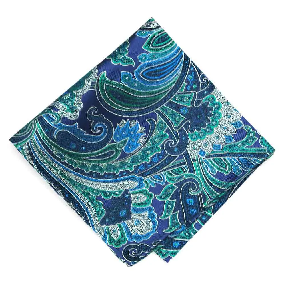Blue Velvet Sergeant Paisley Silk Pocket Square sold by TieMart