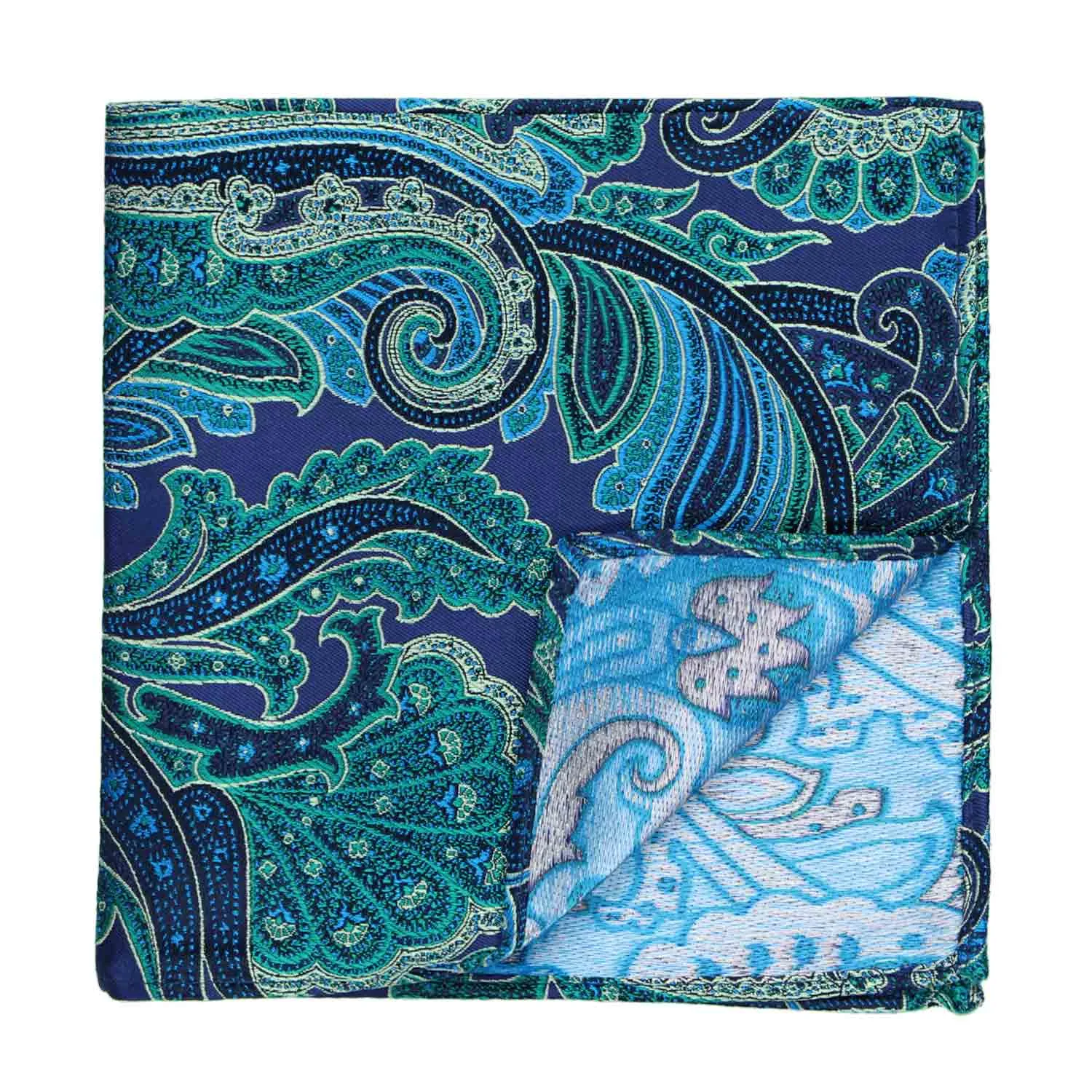 Blue Velvet Sergeant Paisley Silk Pocket Square sold by TieMart product image thumbnail 2