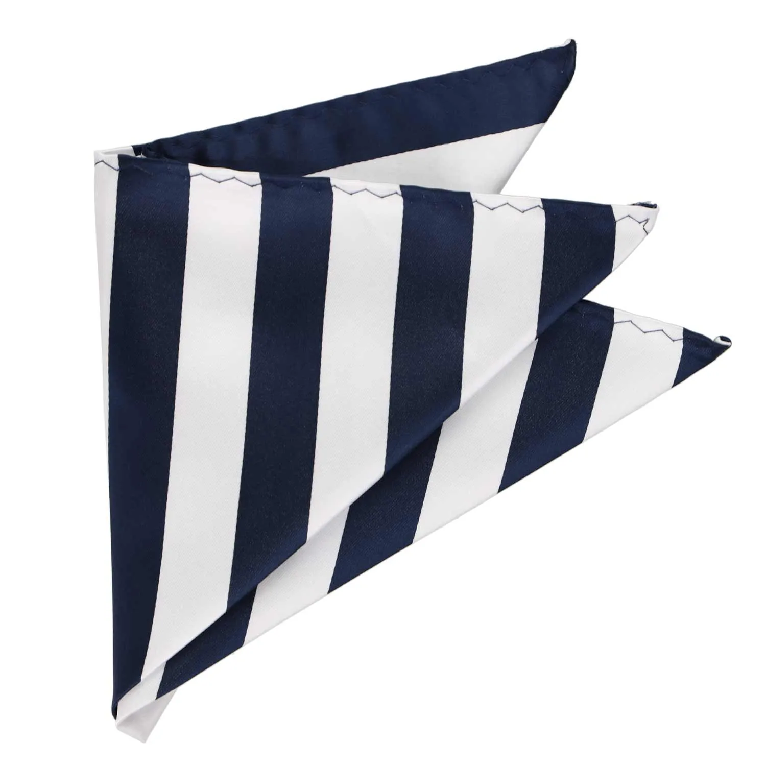 Navy Blue and White Striped Pocket Square sold by TieMart product image thumbnail 3