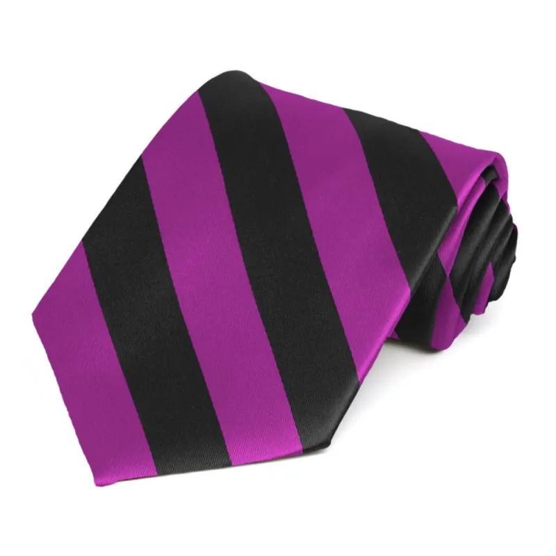 Shocking Violet and Black Striped Tie sold by TieMart