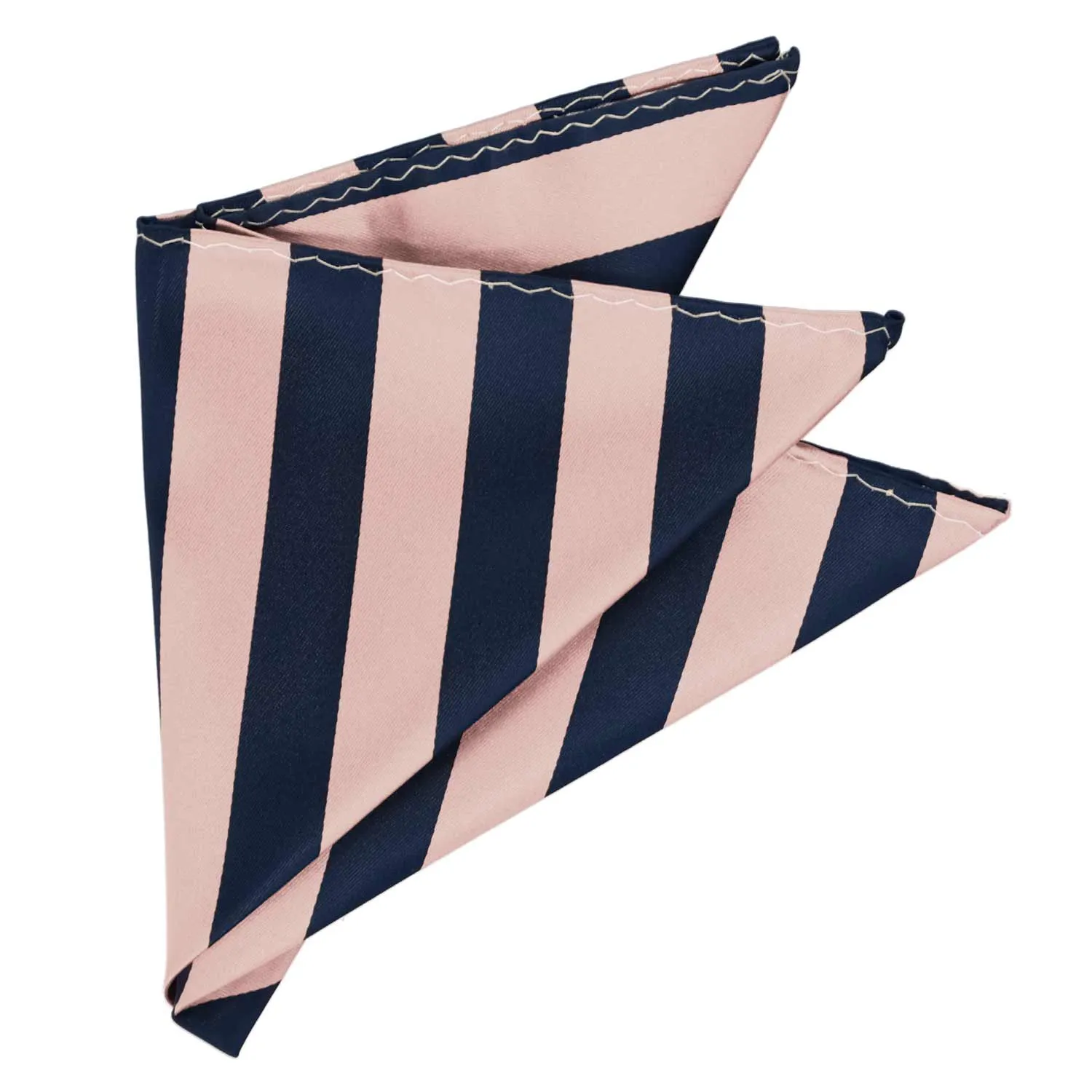 Petal and Navy Blue Striped Pocket Square sold by TieMart product image thumbnail 3