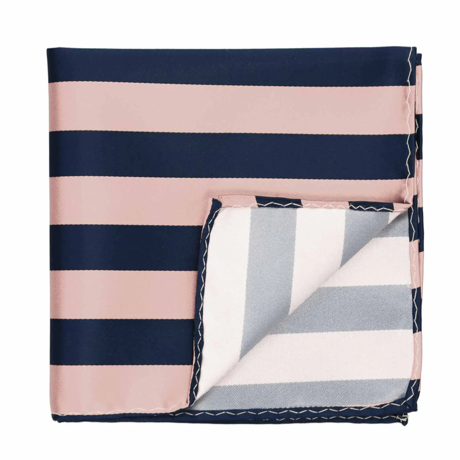 Petal and Navy Blue Striped Pocket Square sold by TieMart product image thumbnail 2