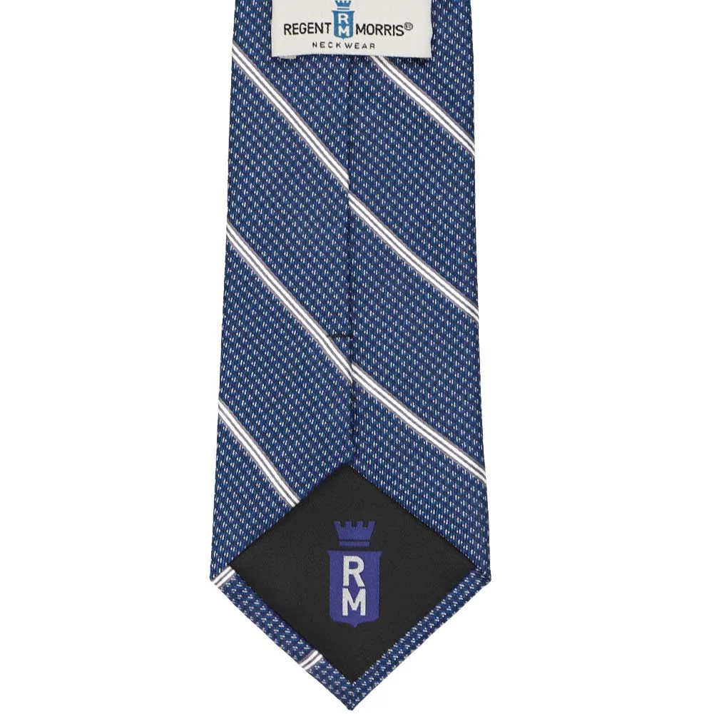 Blue Controller Striped Silk/Viscose Necktie sold by TieMart product image thumbnail 3