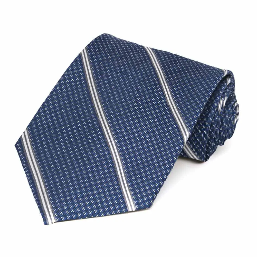 Blue Controller Striped Silk/Viscose Necktie sold by TieMart