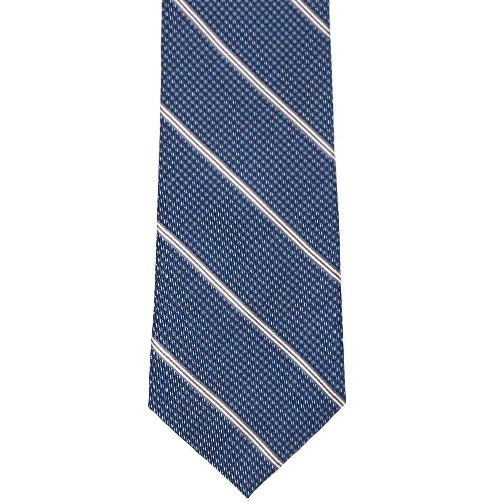 Blue Controller Striped Silk/Viscose Necktie sold by TieMart product image thumbnail 2