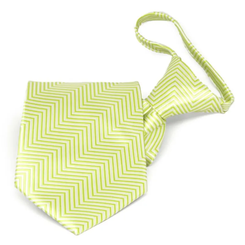 Apple Green Kimberly Chevron Striped Zipper Tie sold by TieMart