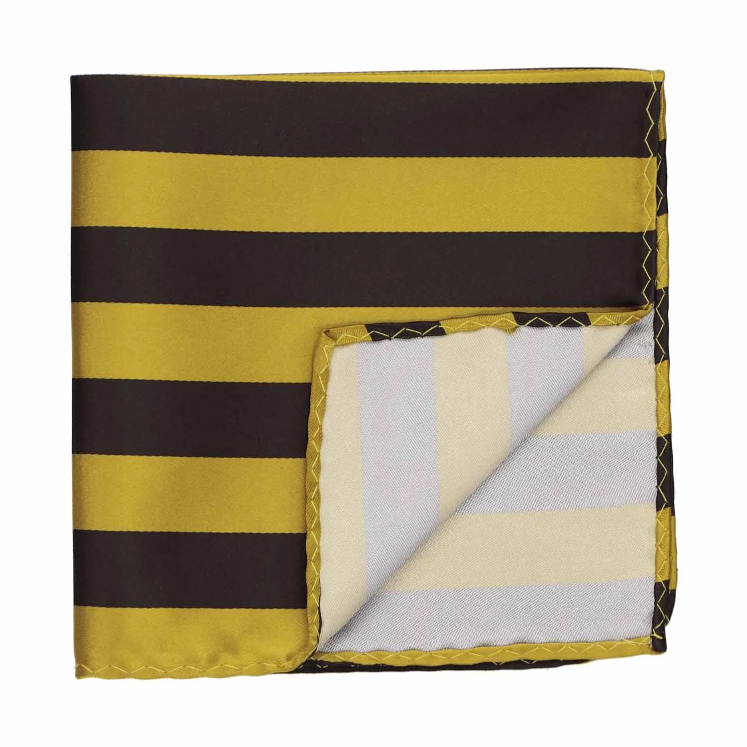 Brown and Gold Striped Pocket Square sold by TieMart product image thumbnail 2