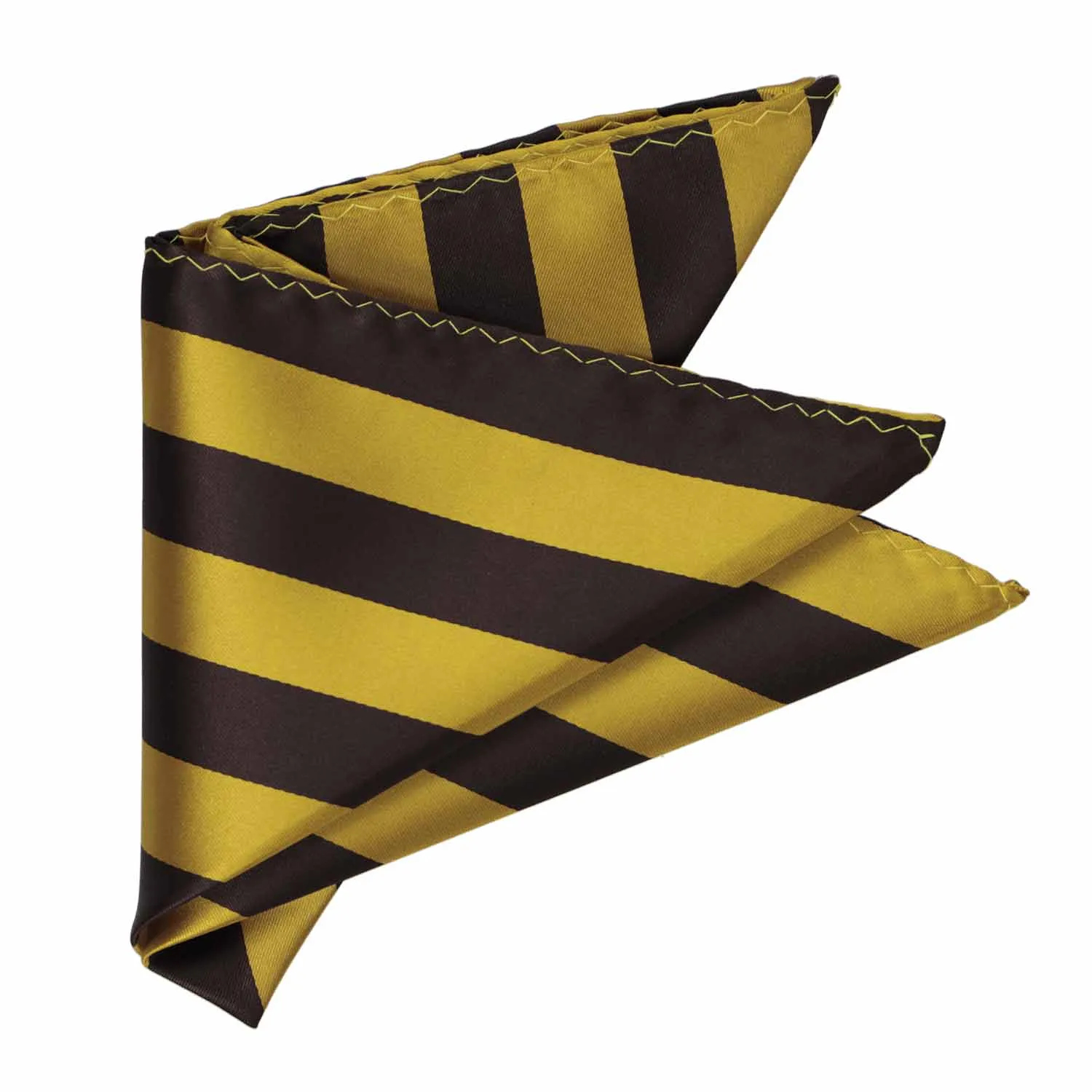 Brown and Gold Striped Pocket Square sold by TieMart product image thumbnail 3