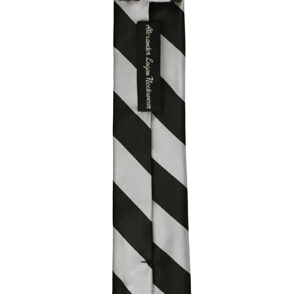 Black and Silver Striped Skinny Tie, 2" Width sold by TieMart product image thumbnail 3