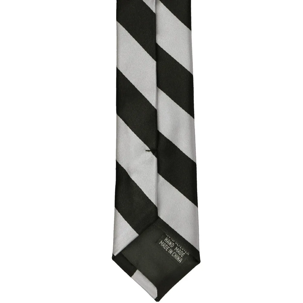Black and Silver Striped Skinny Tie, 2" Width sold by TieMart product image thumbnail 4
