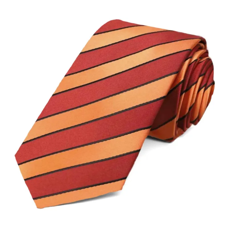Orange Jarbridge Striped Slim Necktie sold by TieMart