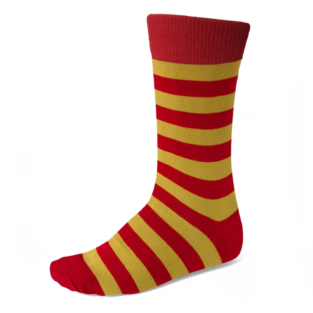 Men's Red and Gold Striped Socks sold by TieMart