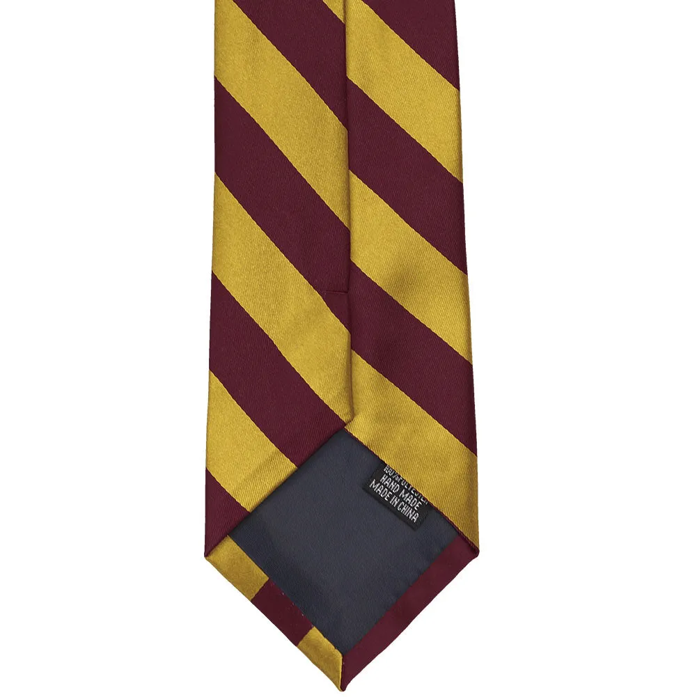 Maroon and Gold Striped Tie sold by TieMart product image thumbnail 5