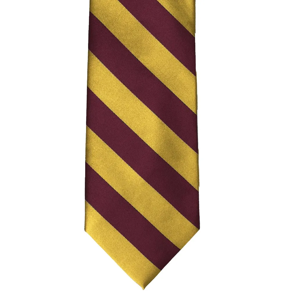 Maroon and Gold Striped Tie sold by TieMart product image thumbnail 3