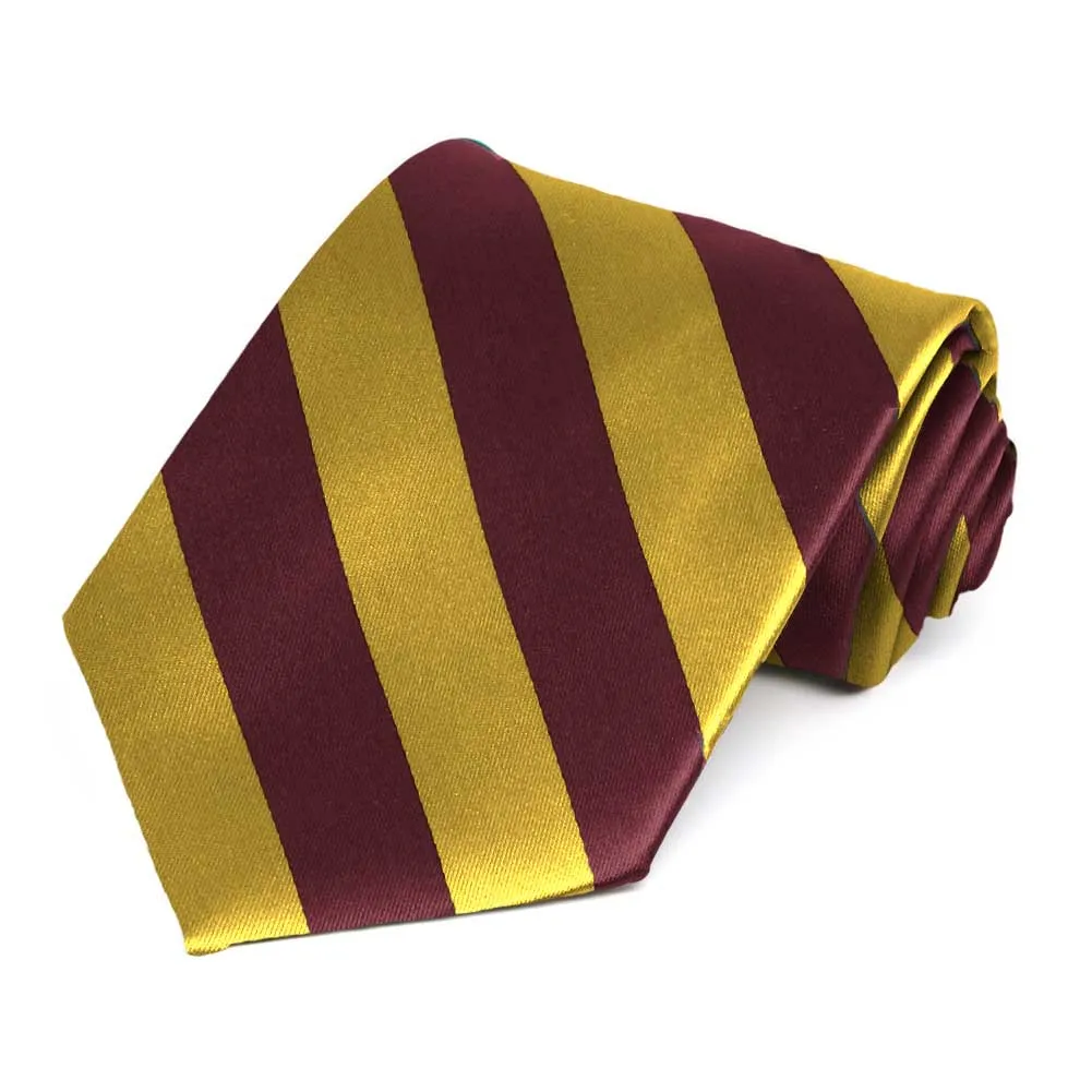 Maroon and Gold Striped Tie sold by TieMart