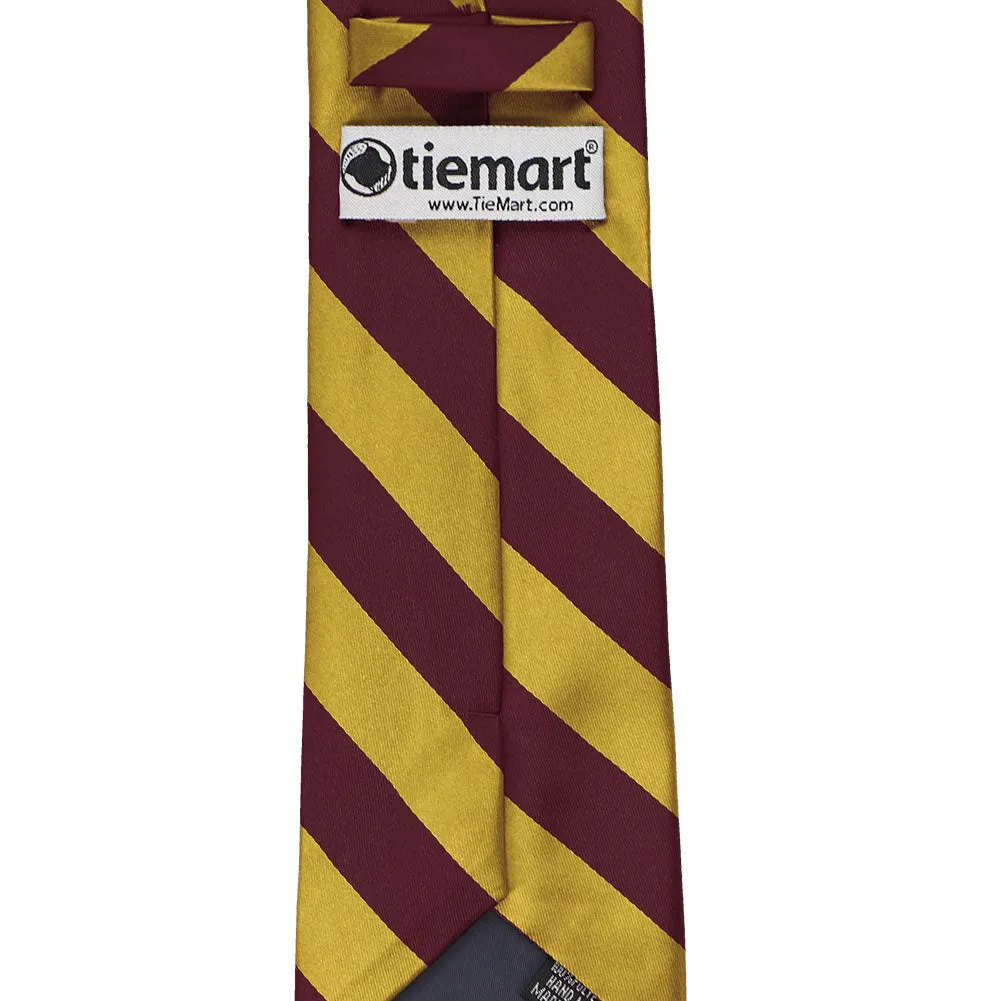 Maroon and Gold Striped Tie sold by TieMart product image thumbnail 4