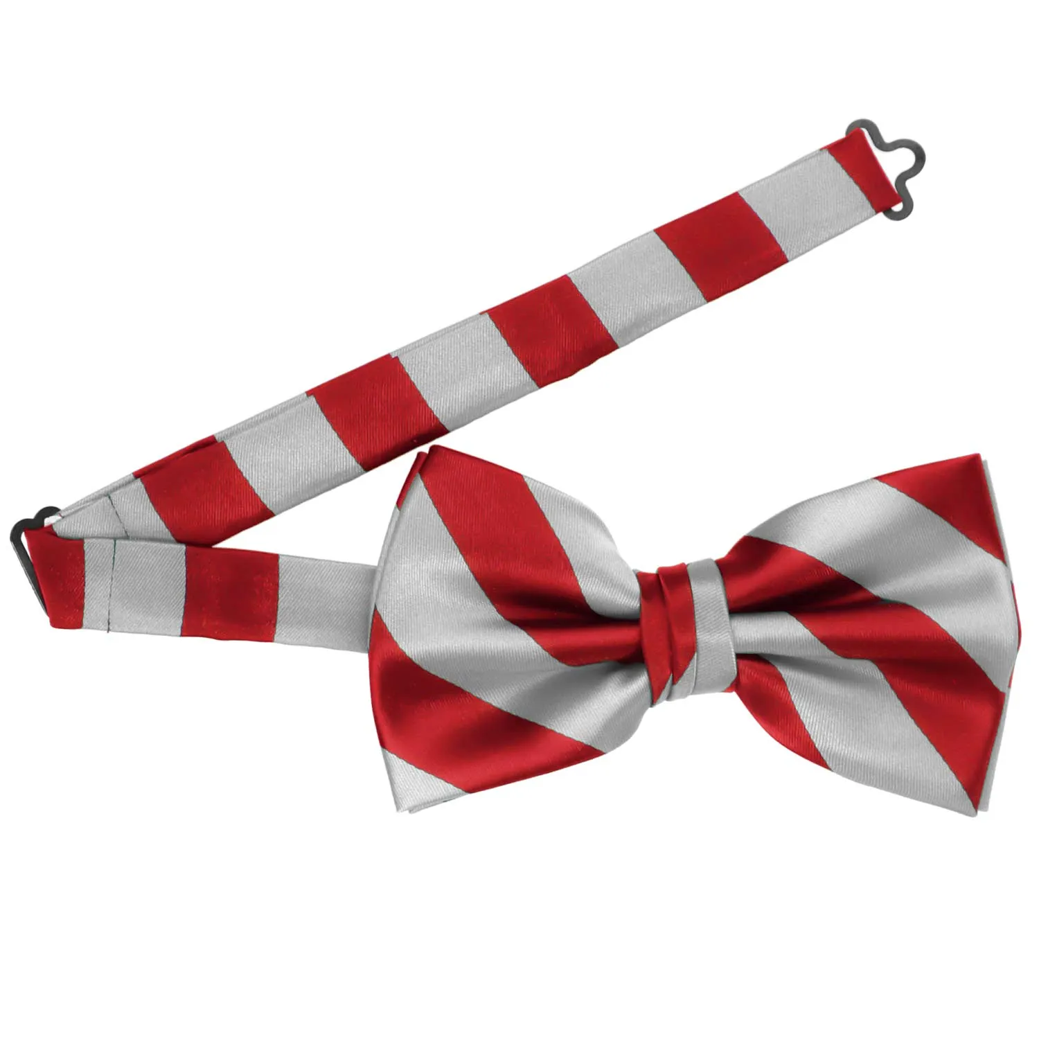 Red and Silver Striped Bow Tie sold by TieMart product image thumbnail 3