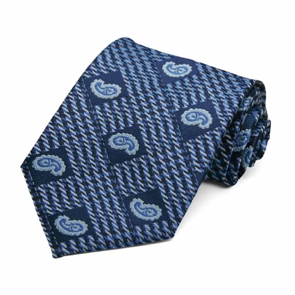 Dark Blue Churchill Paisley Necktie sold by TieMart