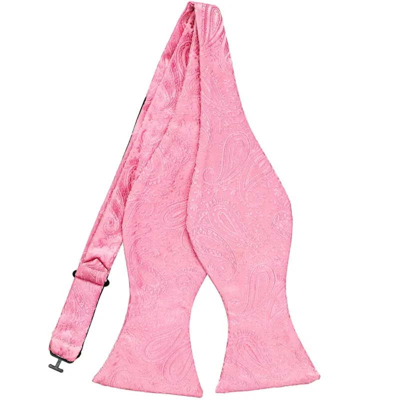 Pink Ziegler Paisley Self-Tie Bow Tie sold by TieMart