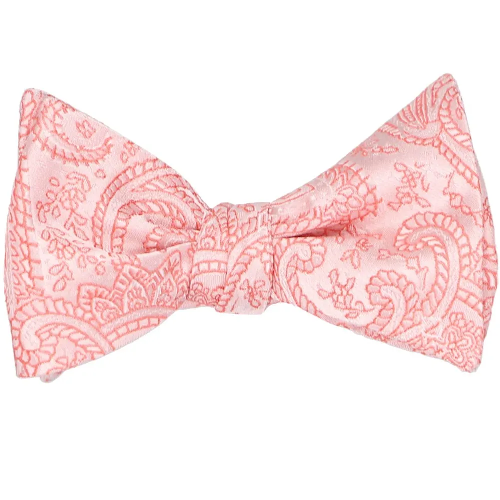Coral Clara Paisley Self-Tie Bow Tie sold by TieMart product image thumbnail 2