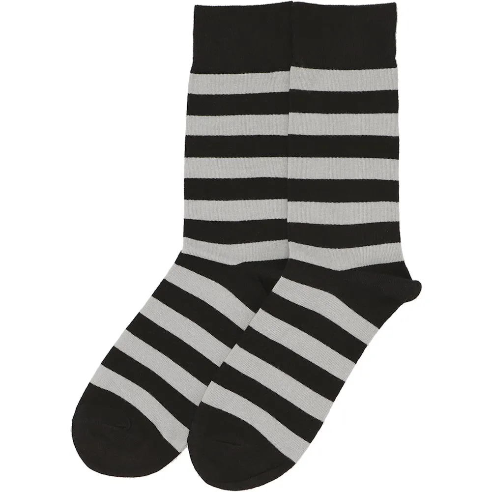 Men's Black and Silver Striped Socks sold by TieMart product image thumbnail 3