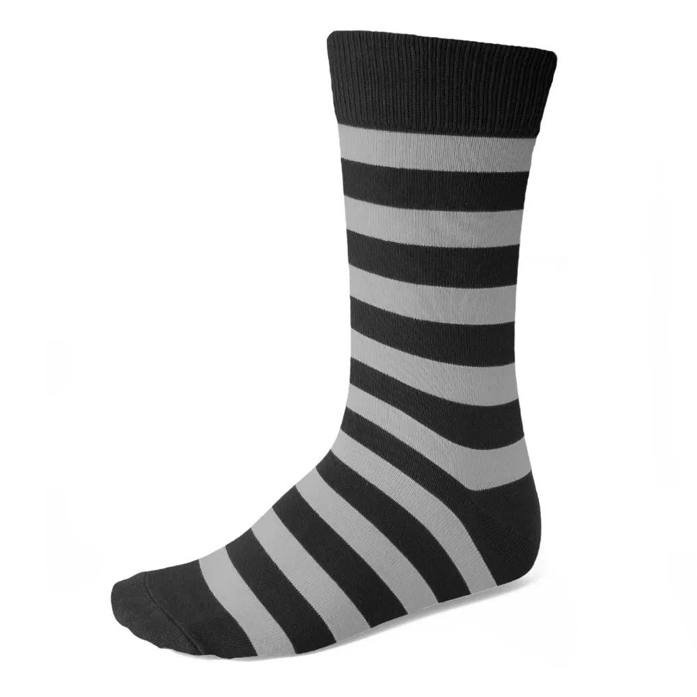 Men's Black and Silver Striped Socks sold by TieMart