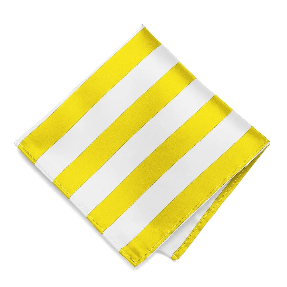 Yellow and White Striped Pocket Square sold by TieMart