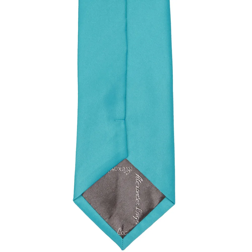 Turquoise Solid Color Zipper Tie sold by TieMart product image thumbnail 3
