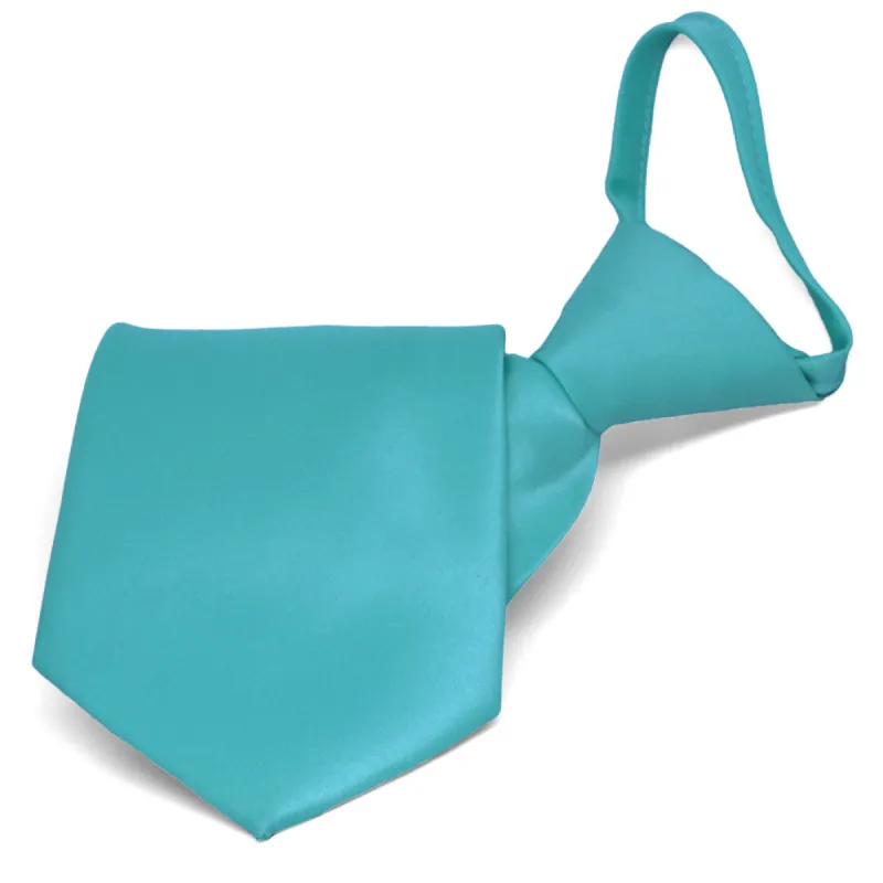Turquoise Solid Color Zipper Tie sold by TieMart