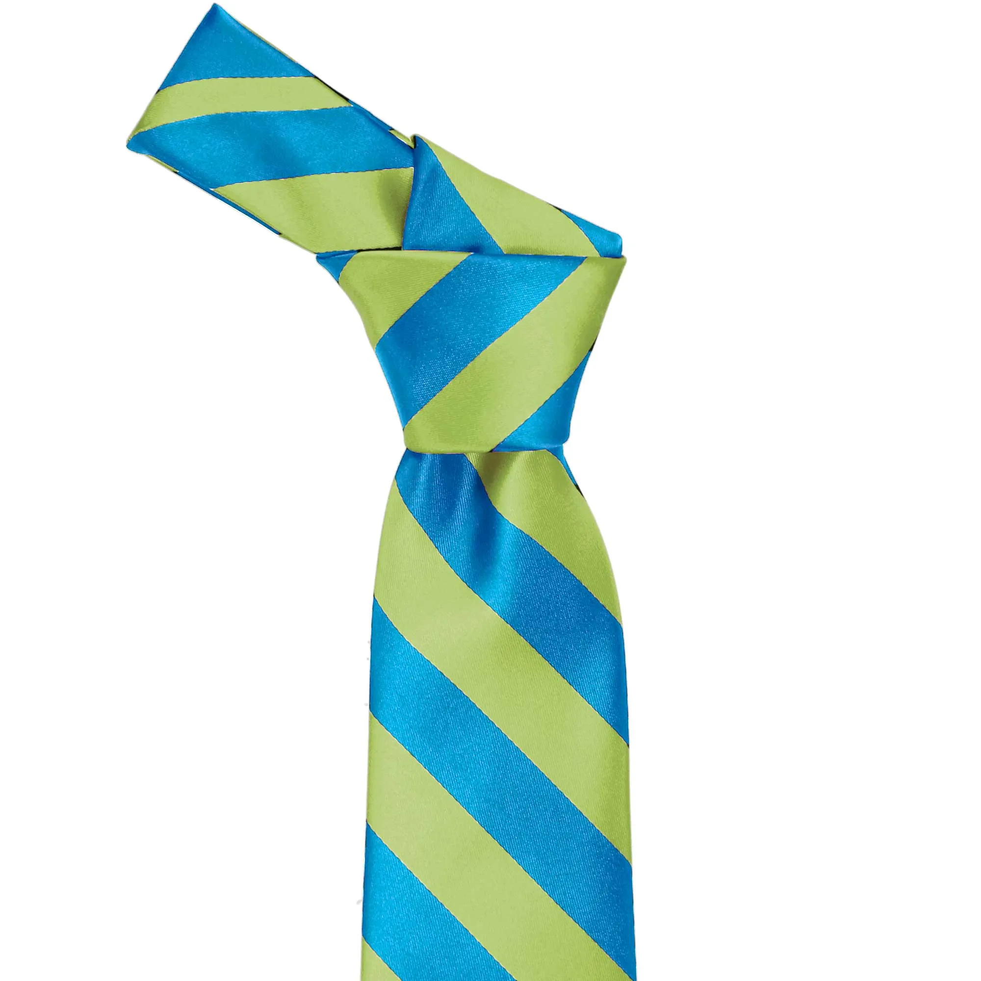 Bright Blue and Bright Green Striped Tie sold by TieMart product image thumbnail 2