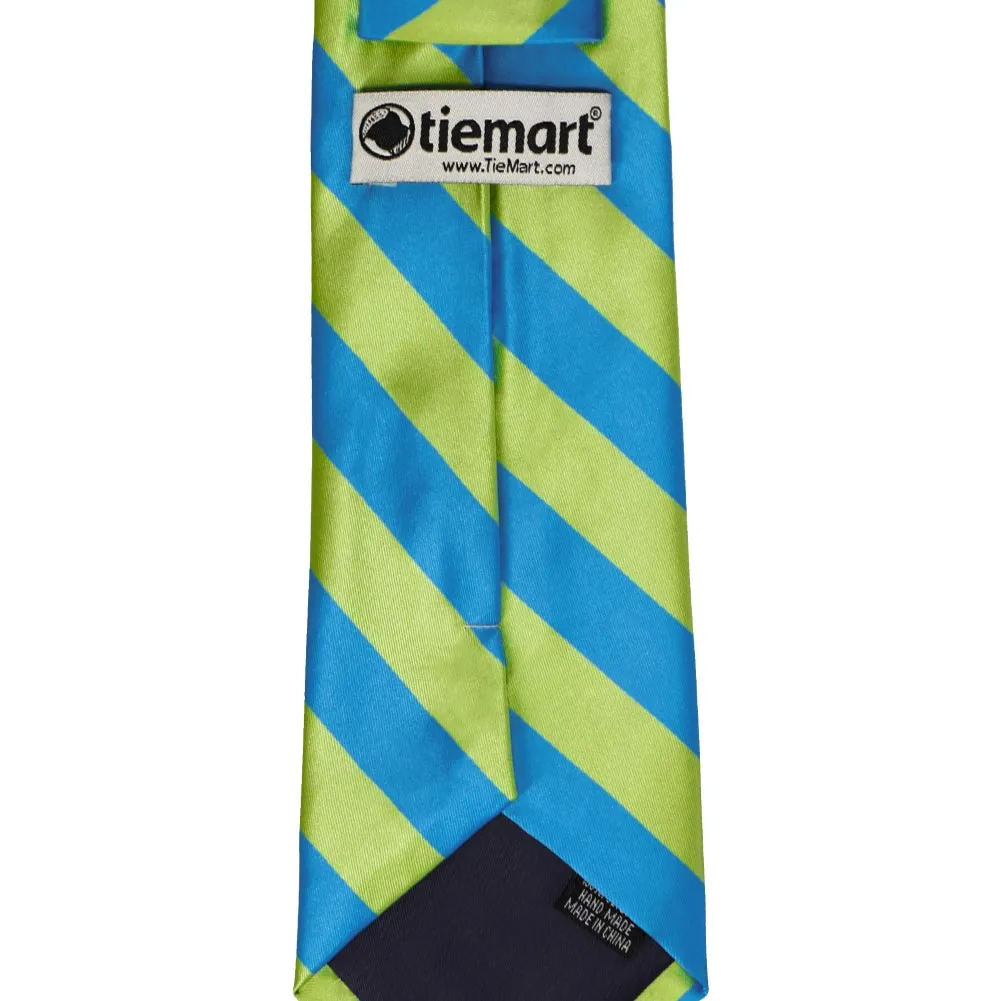 Bright Blue and Bright Green Striped Tie sold by TieMart product image thumbnail 4