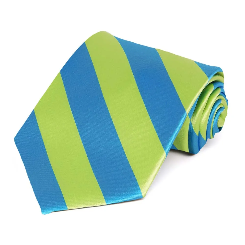 Bright Blue and Bright Green Striped Tie sold by TieMart