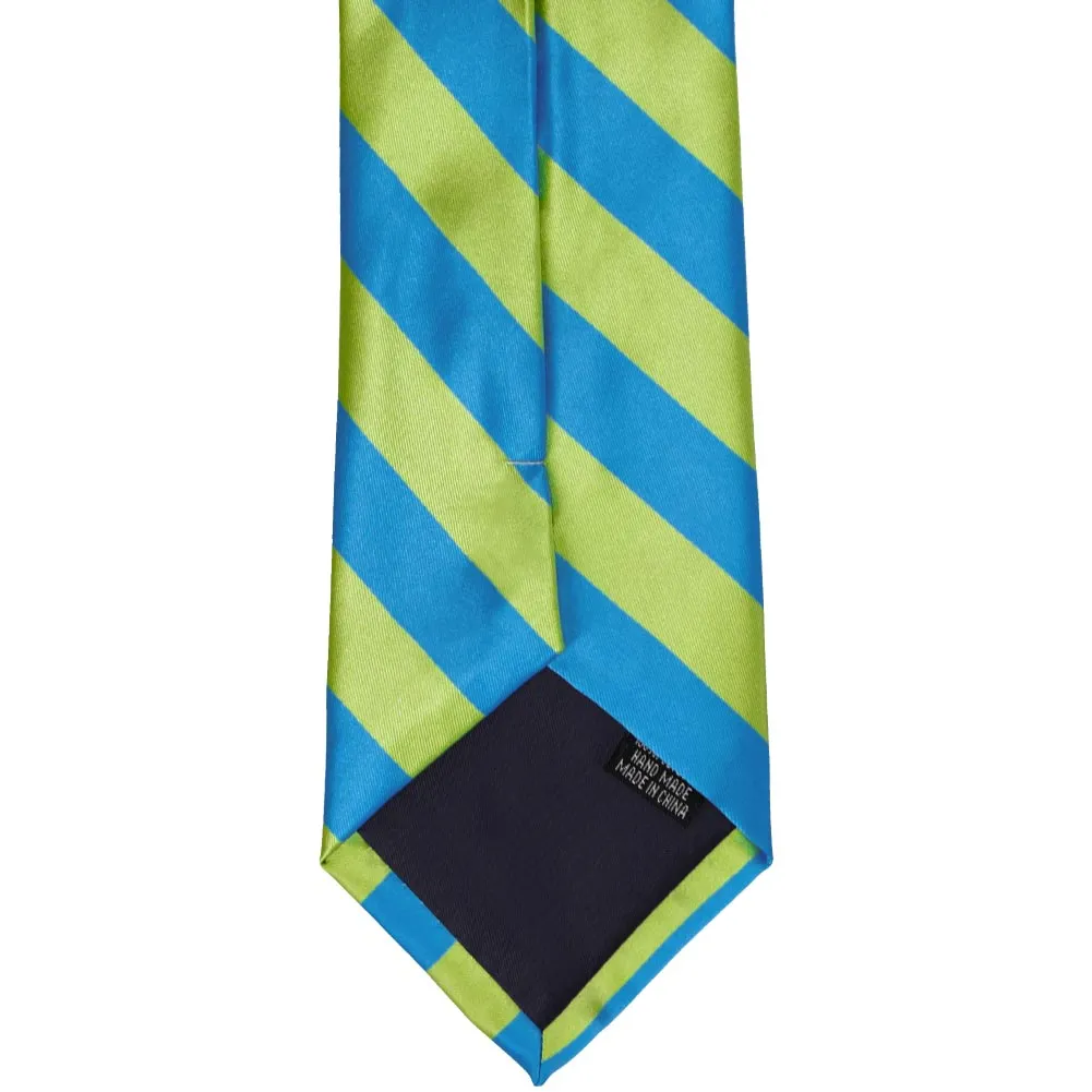 Bright Blue and Bright Green Striped Tie sold by TieMart product image thumbnail 5