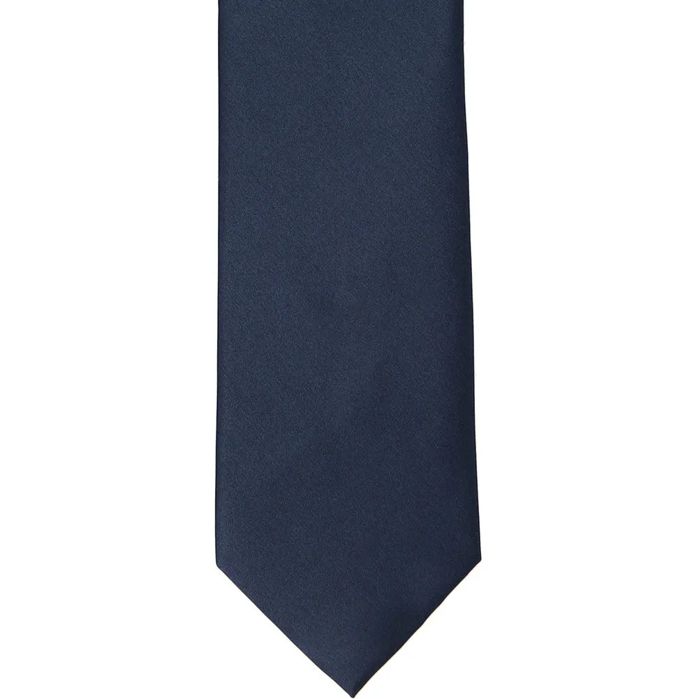 Navy Blue Silk Extra Long Necktie sold by TieMart product image thumbnail 2