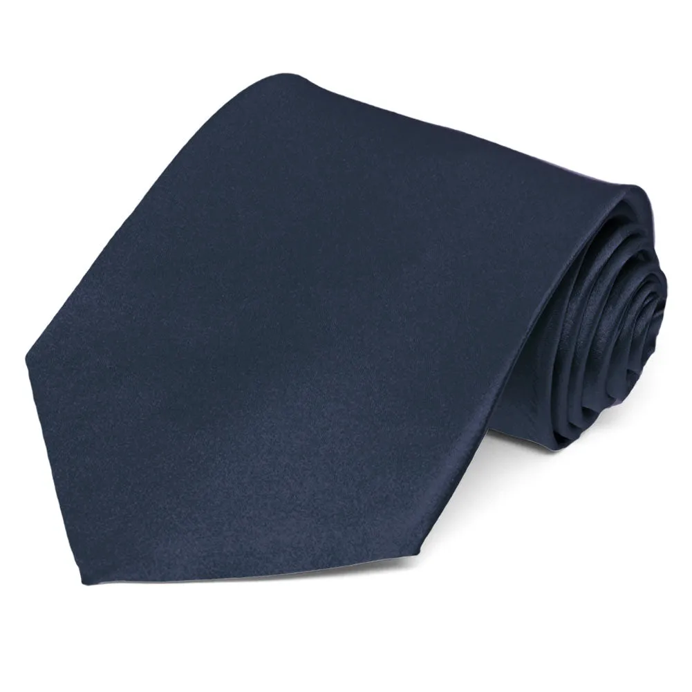 Navy Blue Silk Extra Long Necktie sold by TieMart