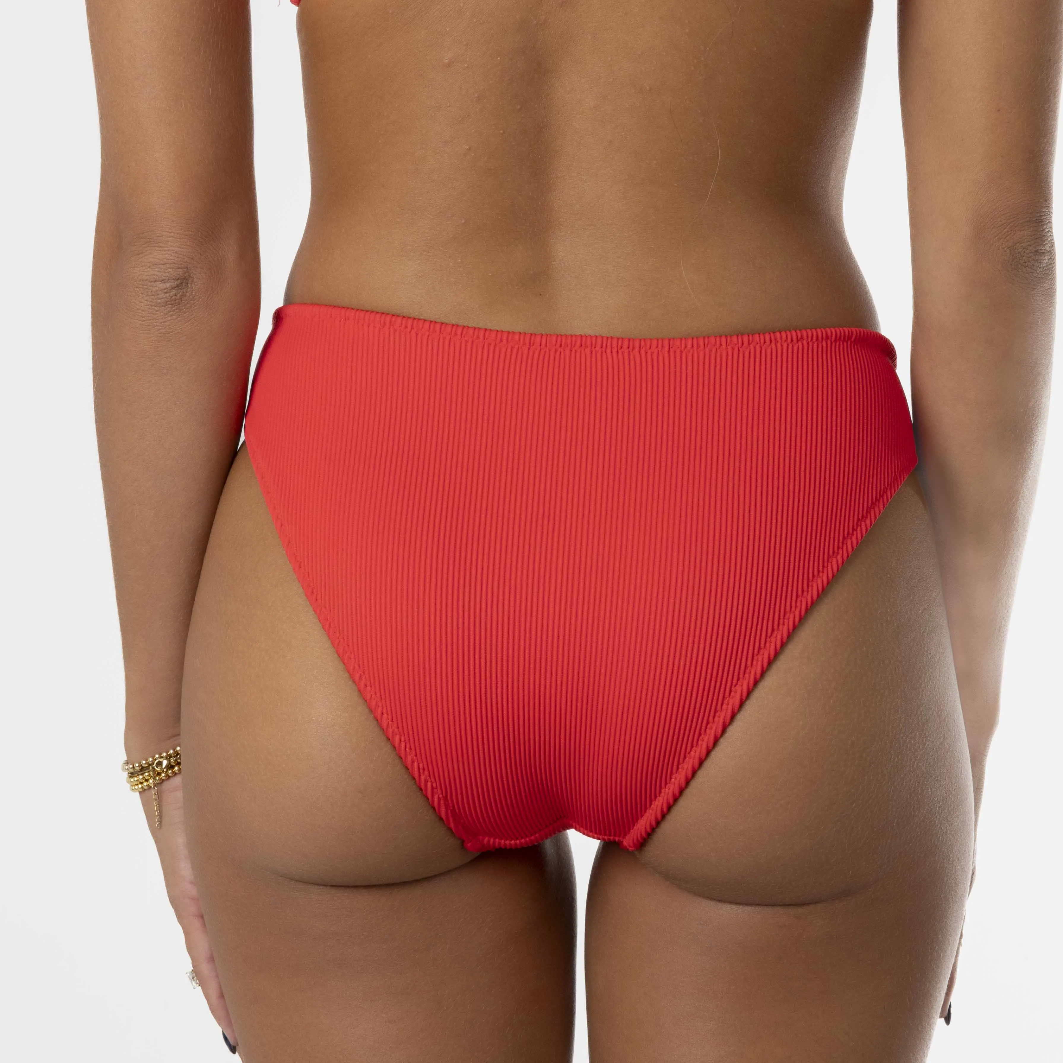 Cherry Ribbed | Full Coverage Bottoms sold by Honey Swim