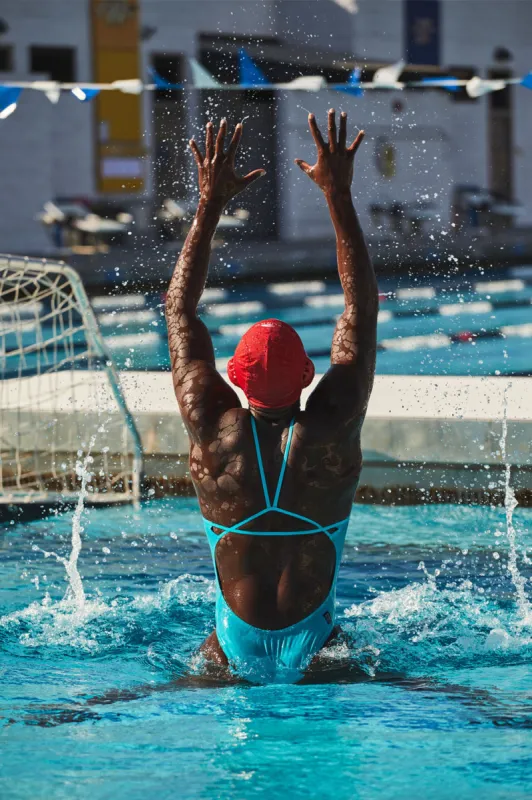 Perry One Piece Swimsuit - Hawaii Blue sold by Jolyn