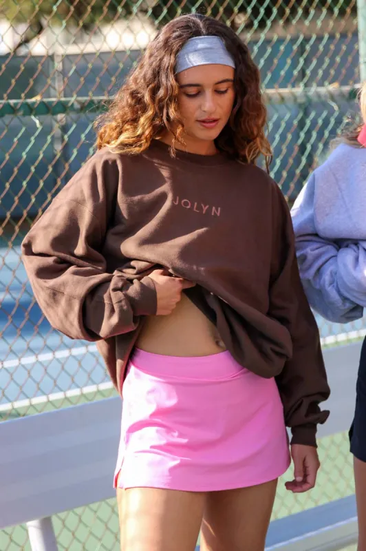 Roxanne Oversized Fleece Crewneck - Brown sold by Jolyn