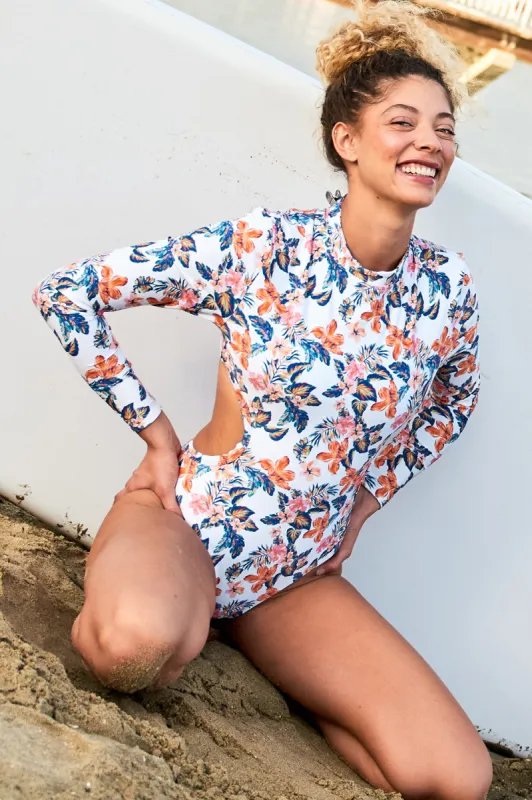Sabrina Long Sleeve Surf One Piece - Flora Tiki sold by Jolyn