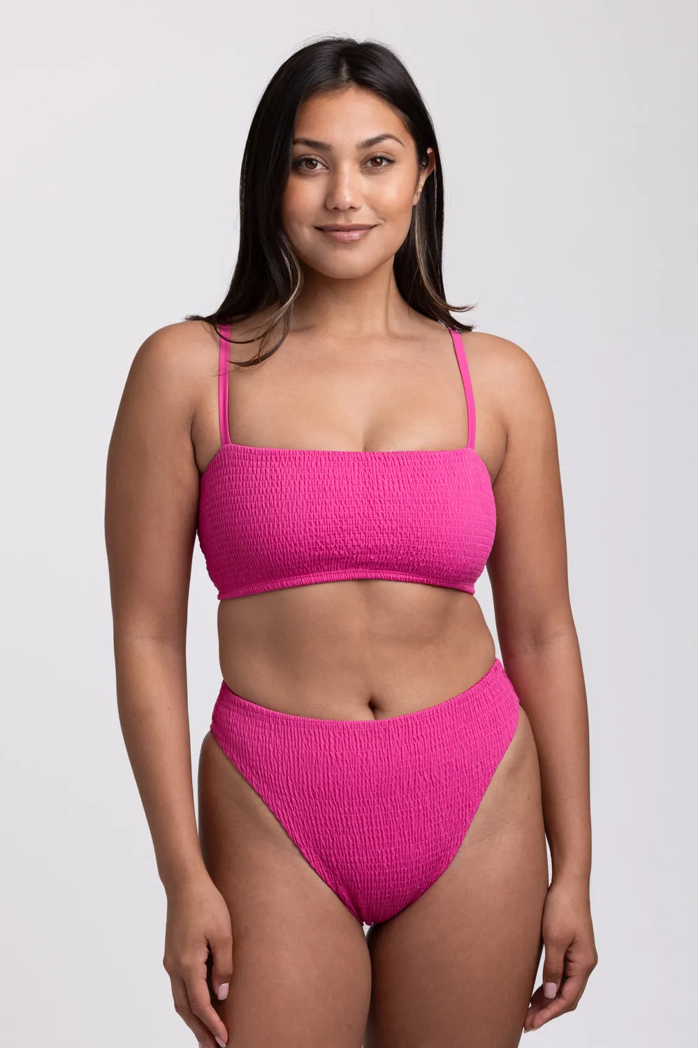 Hazel Smocked Bikini Bottom - Snapdragon sold by Jolyn