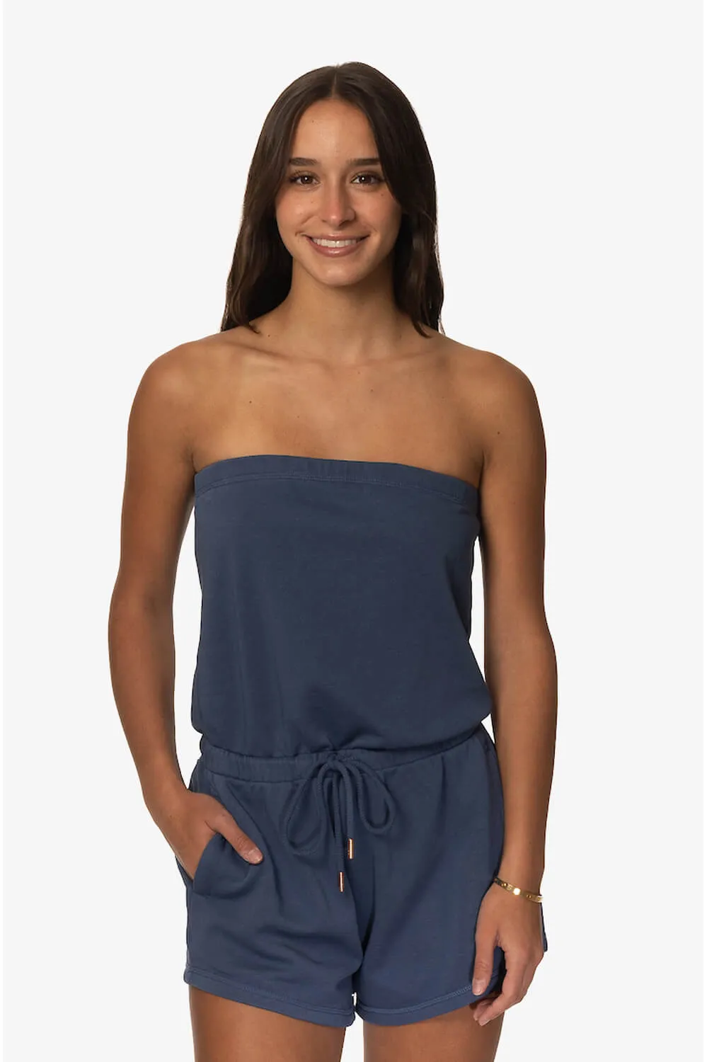 Payton French Terry Romper - Laguna sold by Jolyn