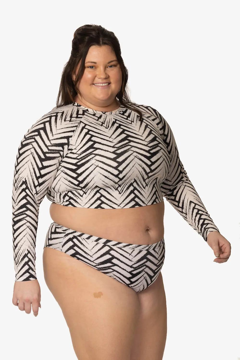Moana Long Sleeved Crop Rashie - Pacific sold by Jolyn