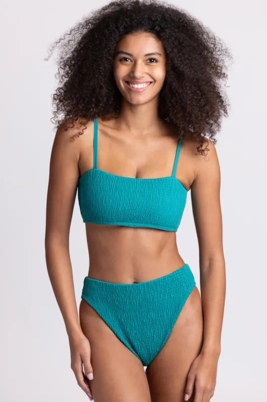 Hazel Smocked Bikini Bottom - Palm sold by Jolyn