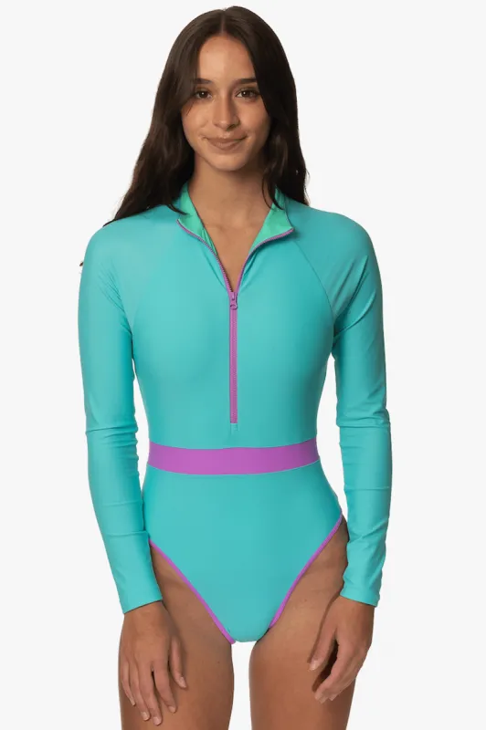 Nazare Long Sleeve Zip-Up Surf One Piece - Manifest sold by Jolyn