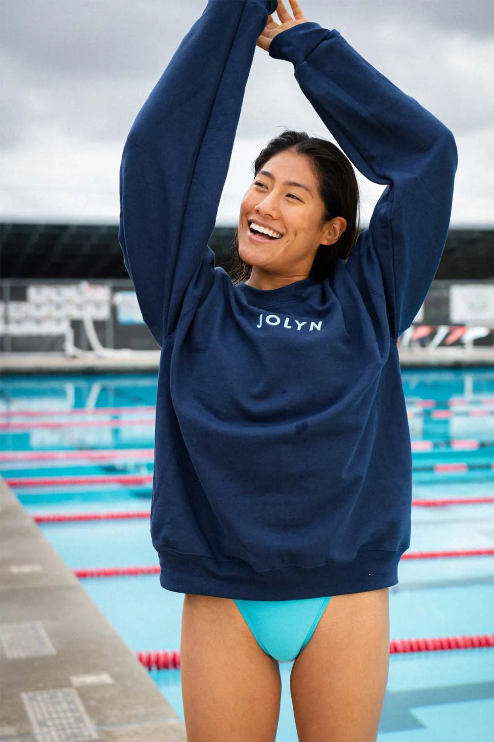 Roxanne Oversized Fleece Crewneck - Navy sold by Jolyn
